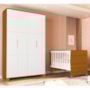 Jogo de Quarto Infantil Guarda Roupa Luna 4 Portas e Berço Evolution Branco Fosco/Savana - Reller Móveis