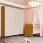 Jogo de Quarto Infantil Guarda Roupa Luna Max 4 Portas e Berço Evolution Areia Fosco/Savana - Reller Móveis