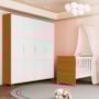 Jogo de Quarto Infantil Guarda Roupa Luna Max 4 Portas e Berço Evolution Branco Fosco/Savana - Reller Móveis