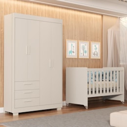 Jogo de Quarto Infantil Guarda Roupa Zaki e Berço Evolution Areia Fosco - Reller Móveis