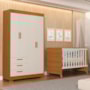 Jogo de Quarto Infantil Guarda Roupa Zaki e Berço Evolution Areia Fosco/Savana - Reller Móveis