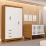 Jogo de Quarto Infantil Guarda Roupa Zaki e Berço Evolution Branco Fosco/Savana - Reller Móveis