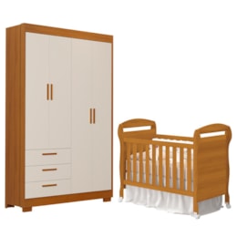 Jogo de Quarto Infantil Guarda Roupa Zaki e Berço Mini Cama Danny Areia Fosco/Savana - Reller Móveis