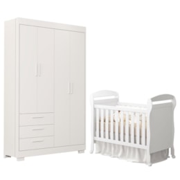 Jogo de Quarto Infantil Guarda Roupa Zaki e Berço Mini Cama Danny Branco Fosco - Reller Móveis
