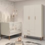 Jogo de Quarto Infantil Isis Guarda Roupa 3 Portas e Berço Areia - Reller Móveis