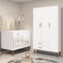 Jogo de Quarto Infantil Isis Guarda Roupa 3 Portas e Berço Branco - Reller Móveis