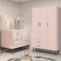 Jogo de Quarto Infantil Isis Guarda Roupa 3 Portas e Berço Rosa - Reller Móveis