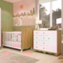 Jogo de Quarto Infantil Júnior Cômoda 1 Porta e Berço Uli Branco Brilho/Amêndoa - Móveis Peroba