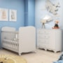 Jogo de Quarto Infantil Júnior Cômoda 1 Porta e Berço Uli Branco Brilho - Móveis Peroba