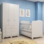 Jogo de Quarto Infantil Júnior Guarda Roupa 3 Portas e Berço Uli Branco Brilho - Móveis Peroba