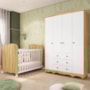 Jogo de Quarto Infantil Júnior Guarda Roupa 4 Portas e Berço Uli Branco Brilho/Amêndoa - Móveis Peroba
