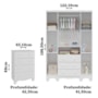 Jogo de Quarto Infantil Júnior Guarda Roupa 4 Portas e Cômoda 4 Gavetas Branco Brilho - Móveis Peroba