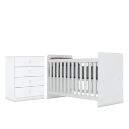 Jogo de Quarto Infantil Labirinto com Cômoda e Berço Branco Brilho - Móveis Henn Jogo de Quarto Infantil Labirinto com Cômoda e Berço Branco Brilho - Móveis Henn