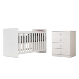Jogo de Quarto Infantil Labirinto com Cômoda e Berço Branco - Móveis Henn