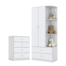 Jogo de Quarto Infantil Labirinto com Guarda Roupa e Cômoda Branco - Móveis Henn Jogo de Quarto Infantil Labirinto com Guarda Roupa e Cômoda Branco - Móveis Henn