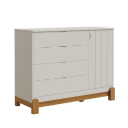 Jogo de Quarto Infantil Lotus Frisado Cômoda 1 Porta e Berço Areia Fosco - Reller Móveis Jogo de Quarto Infantil Lotus Frisado Cômoda 1 Porta e Berço Areia Fosco - Reller Móveis