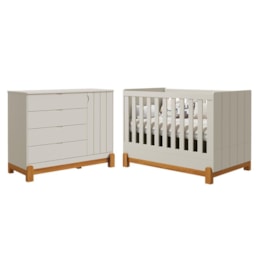 Jogo de Quarto Infantil Lotus Frisado Cômoda 1 Porta e Berço Areia Fosco - Reller Móveis Jogo de Quarto Infantil Lotus Frisado Cômoda 1 Porta e Berço Areia Fosco - Reller Móveis