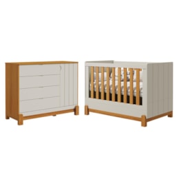 Jogo de Quarto Infantil Lotus Frisado Cômoda 1 Porta e Berço Areia Fosco/Savana - Reller Móveis Jogo de Quarto Infantil Lotus Frisado Cômoda 1 Porta e Berço Areia Fosco/Savana - Reller Móveis