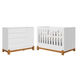 Jogo de Quarto Infantil Lotus Frisado Cômoda 1 Porta e Berço Branco Fosco - Reller Móveis Jogo de Quarto Infantil Lotus Frisado Cômoda 1 Porta e Berço Branco Fosco - Reller Móveis