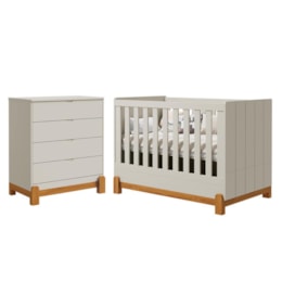 Jogo de Quarto Infantil Lotus Frisado Cômoda 4 Gavetas e Berço Areia Fosco - Reller Móveis Jogo de Quarto Infantil Lotus Frisado Cômoda 4 Gavetas e Berço Areia Fosco - Reller Móveis