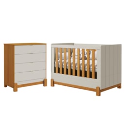 Jogo de Quarto Infantil Lotus Frisado Cômoda 4 Gavetas e Berço Areia Fosco/Savana - Reller Móveis Jogo de Quarto Infantil Lotus Frisado Cômoda 4 Gavetas e Berço Areia Fosco/Savana - Reller Móveis