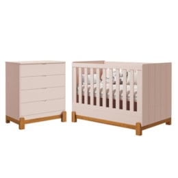 Jogo de Quarto Infantil Lotus Frisado Cômoda 4 Gavetas e Berço Rosa Fosco - Reller Móveis Jogo de Quarto Infantil Lotus Frisado Cômoda 4 Gavetas e Berço Rosa Fosco - Reller Móveis