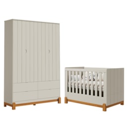 Jogo de Quarto Infantil Lotus Frisado Guarda Roupa e Berço Areia Fosco - Reller Móveis Jogo de Quarto Infantil Lotus Frisado Guarda Roupa e Berço Areia Fosco - Reller Móveis