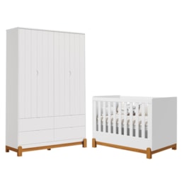 Jogo de Quarto Infantil Lotus Liso Guarda Roupa e Berço Branco Fosco - Reller Móveis Jogo de Quarto Infantil Lotus Liso Guarda Roupa e Berço Branco Fosco - Reller Móveis