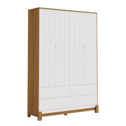Jogo de Quarto Infantil Lotus Liso Guarda Roupa e Berço Branco Fosco/Savana - Reller Móveis Jogo de Quarto Infantil Lotus Liso Guarda Roupa e Berço Branco Fosco/Savana - Reller Móveis