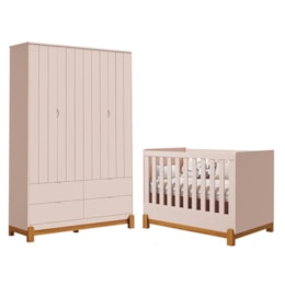 Jogo de Quarto Infantil Lotus Liso Guarda Roupa e Berço Rosa Fosco - Reller Móveis Jogo de Quarto Infantil Lotus Liso Guarda Roupa e Berço Rosa Fosco - Reller Móveis