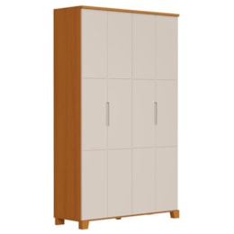 Jogo de Quarto Infantil Luna Guarda Roupa 4 Portas e Cômoda 1 Porta Areia Fosco/Savana - Reller Móveis