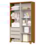 Jogo de Quarto Infantil Luna Guarda Roupa 4 Portas e Cômoda 1 Porta Areia Fosco/Savana - Reller Móveis
