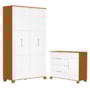 Jogo de Quarto Infantil Luna Guarda Roupa 4 Portas e Cômoda 1 Porta Branco Fosco/Savana - Reller Móveis