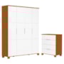 Jogo de Quarto Infantil Luna Max Guarda Roupa 4 Portas e Cômoda 4 Gavetas Branco Fosco/Savana - Reller Móveis