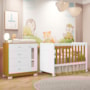 Jogo de Quarto Infantil New Katatau Cômoda e Berço Mini Cama Branco Fosco/Savana - Reller Móveis