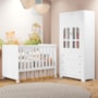Jogo de Quarto Infantil New Katatau Guarda Roupa e Berço Mini Cama Branco Brilho - Reller Móveis