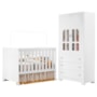 Jogo de Quarto Infantil New Katatau Guarda Roupa e Berço Mini Cama Branco Fosco - Reller Móveis