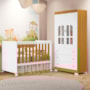 Jogo de Quarto Infantil New Katatau Guarda Roupa e Berço Mini Cama Branco Fosco/Savana - Reller Móveis 