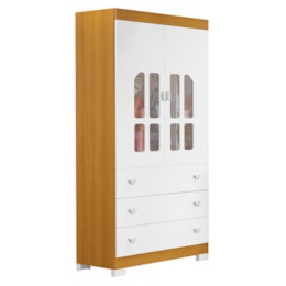 Jogo de Quarto Infantil New Katatau Guarda Roupa e Cômoda Branco Fosco/Savana - Reller Móveis