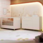 Jogo de Quarto Infantil Ollie Cômoda 1 Porta e Berço Americano Areia Fosco - Reller Móveis
