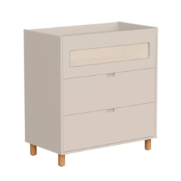 Jogo de Quarto Infantil Ollie Cômoda 3 Gavetas e Berço Americano Areia Fosco - Reller Móveis