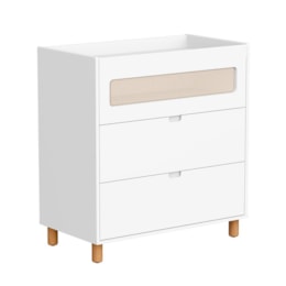 Jogo de Quarto Infantil Ollie Cômoda 3 Gavetas e Berço Americano Branco Fosco - Reller Móveis