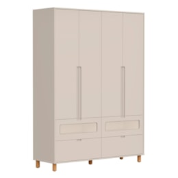 Jogo de Quarto Infantil Ollie Guarda Roupa 4 Portas e Cômoda 1 Porta Areia Fosco - Reller Móveis