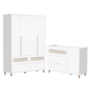 Jogo de Quarto Infantil Ollie Guarda Roupa 4 Portas e Cômoda 1 Porta Branco Fosco - Reller Móveis