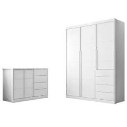 Jogo de Quarto Infantil Pérola com Guarda Roupa e Cômoda Branco - Phoenix Baby   Jogo de Quarto Infantil Pérola com Guarda Roupa e Cômoda Branco - Phoenix Baby