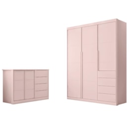 Jogo de Quarto Infantil Pérola com Guarda Roupa e Cômoda Rosê - Phoenix Baby   Jogo de Quarto Infantil Pérola com Guarda Roupa e Cômoda Rosê - Phoenix Baby