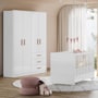 Jogo de Quarto Infantil Pérola Guarda Roupa e Berço Nature/Off White - Peternella Móveis