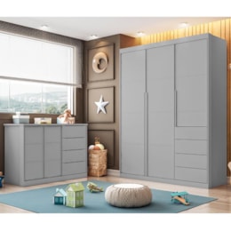 Jogo de Quarto Infantil Pietra com Guarda Roupa e Cômoda Cinza - PR Baby  Jogo de Quarto Infantil Pietra com Guarda Roupa e Cômoda Cinza - PR Baby