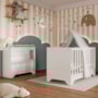 Jogo de Quarto Infantil Popy Retrô Plus Cômoda 1 Porta com Janela e Berço Branco Brilho - Móveis Peroba