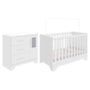 Jogo de Quarto Infantil Popy Retrô Plus Cômoda 1 Porta com Janela e Berço Branco Brilho - Móveis Peroba